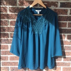 Krazy Kat Lace Detail 3/4 Length Formal Blouse S